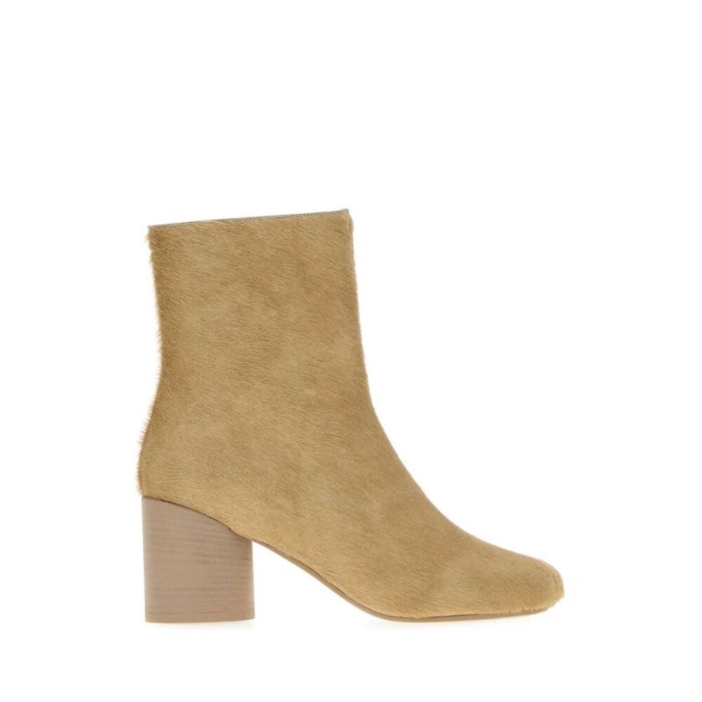 Mm6 Maison Margiela Women Beige Calf Hair Ankle Boots